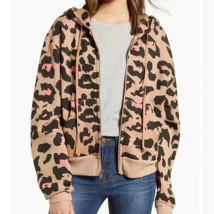 Wild Fox “Preppy Kitty Leopard” Print Everyday Hooded Sweatshirt Size Large NWT!